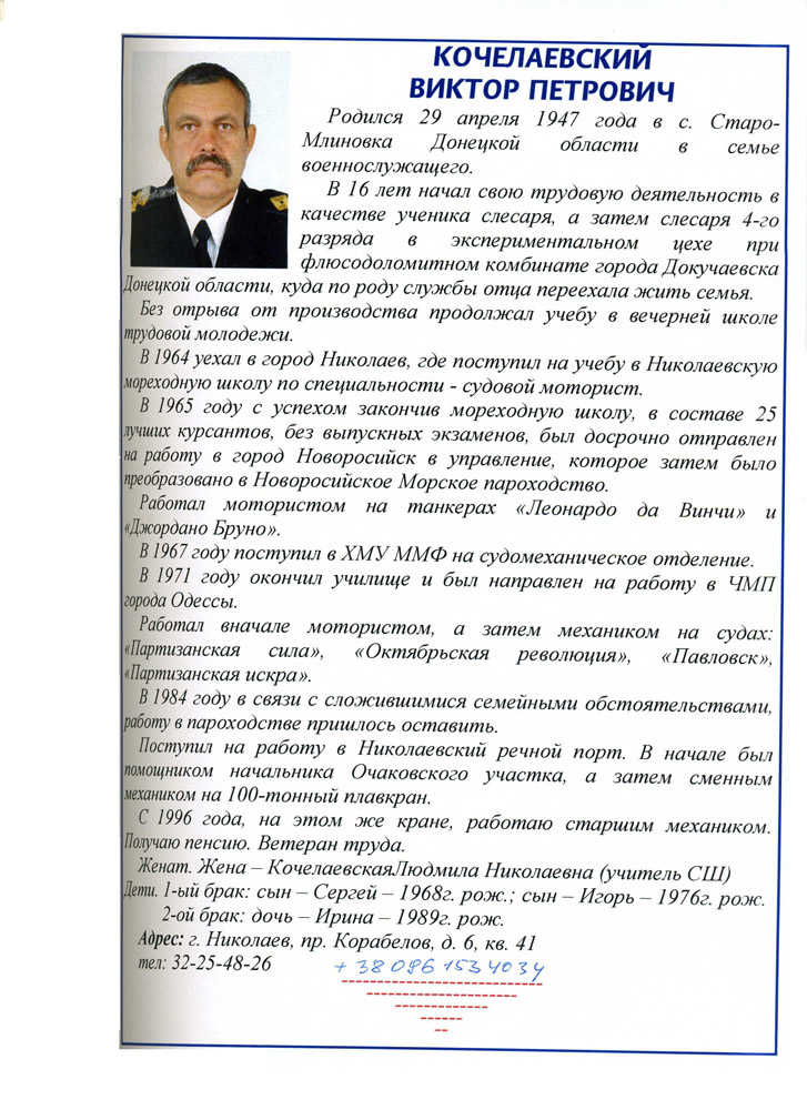 Кочелаевский Виктор Петрович | Книга памяти выпускников СМС 1971 ХМУ ММФ