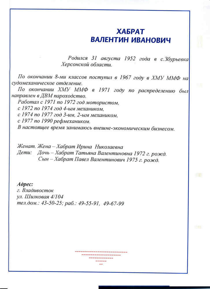 Хабрат Валентин Иванович | Книга памяти выпускников СМС 1971 ХМУ ММФ